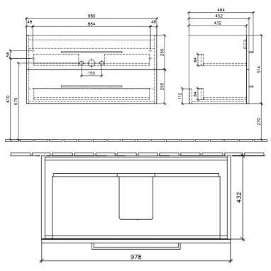 VILLEROY&BOCH Тумба с умывальником подвесная Avento (4156A892)